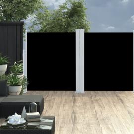 Udtrækkeligt sidemarkise til terrasse sort 140x600 cm dobbelt , hemmetshjarta.dk