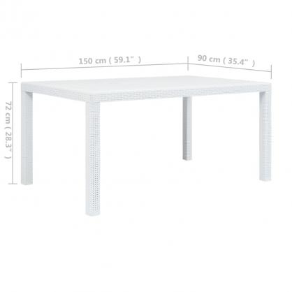 Spisebord til have 150x90x72 cm hvid kunstrattan , hemmetshjarta.dk