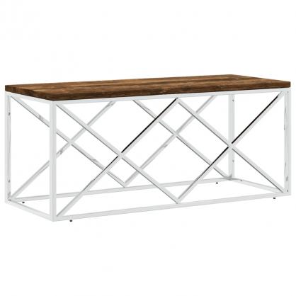 Sofabord rustfrit stl slv og massivt genbrugstr 110x45x45 cm , hemmetshjarta.dk