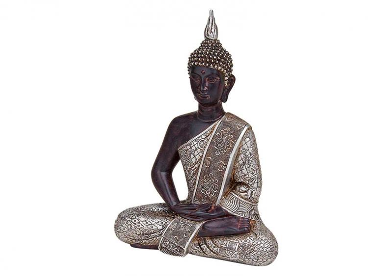 Dekoration Buddha slv siddende polyresin (B/H/D) 22,5x29,5x11,5 cm , hemmetshjarta.dk