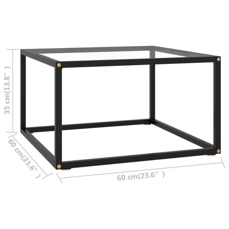 Sofabord hrdet glas sort 60x60x35 cm , hemmetshjarta.dk