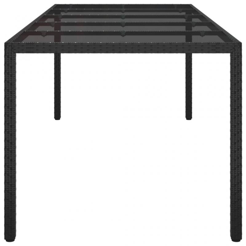 Spisebord til havehrdet glas 250x100x75 cm sort og kunstrattan , hemmetshjarta.dk