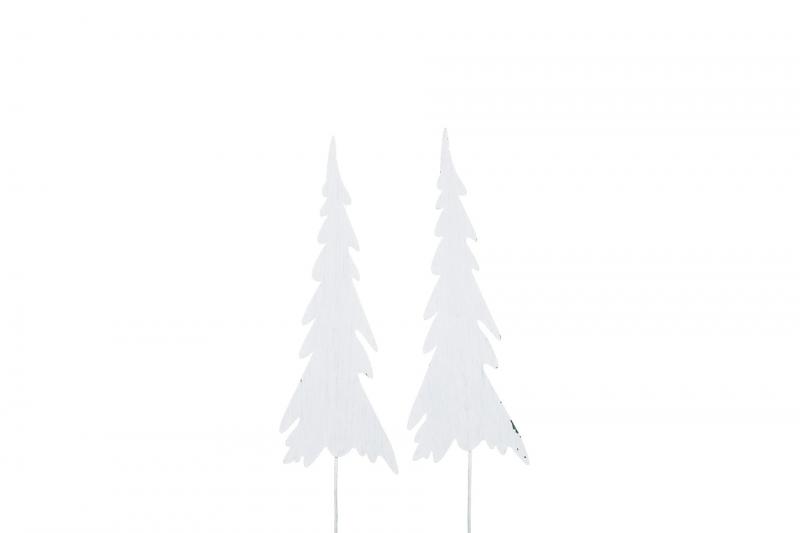 A Lot Dekoration - Julepynt juletr stick Metal Hvid 18x6,5 33cm 2-pak , hemmetshjarta.dk