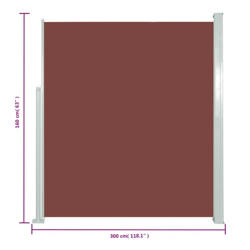 Udtrkkeligt sidemarkise til terrasse brun 160x300 cm , hemmetshjarta.dk