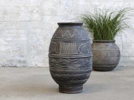 Vase med antikt ku lmønster H42,5/D27 cm , hemmetshjarta.dk