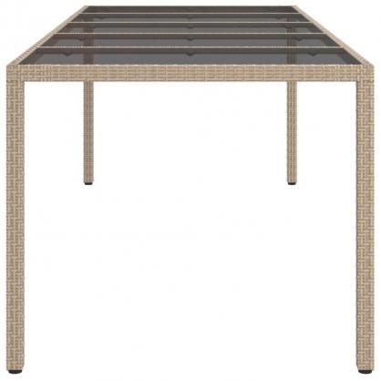 Spisebord til havehrdet glas 250x100x75 cm beige og kunstrattan , hemmetshjarta.dk