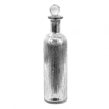 Dekorativ flaske med glashtte  7x H 26 cm Antik slv , hemmetshjarta.dk