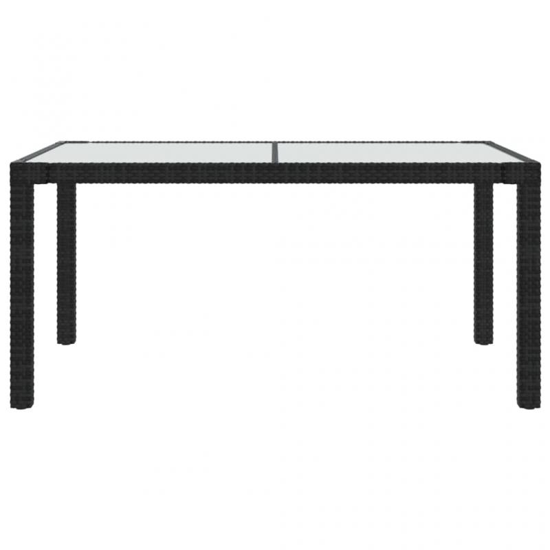Spisebord til havehrdet glas 150x90x75 cm og kunstrattan sort , hemmetshjarta.dk