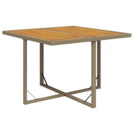 Spisebord til have 109x107x74 cm beige kunstrattan og akacietræ , hemmetshjarta.dk