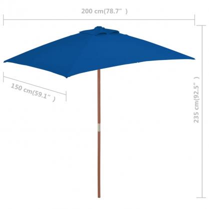 Parasol med trstang 150x200 cm bl , hemmetshjarta.dk