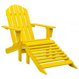 Adirondack stol med fodskammel massiv grantræ gul , hemmetshjarta.dk