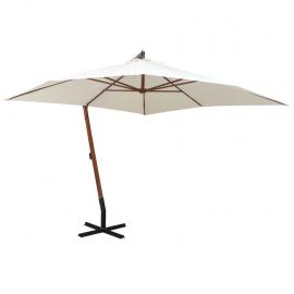 Frithængende parasol med træstang 300x300 cm hvid , hemmetshjarta.dk