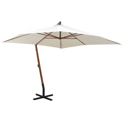 Frithngende parasol med trstang 300x300 cm hvid , hemmetshjarta.dk