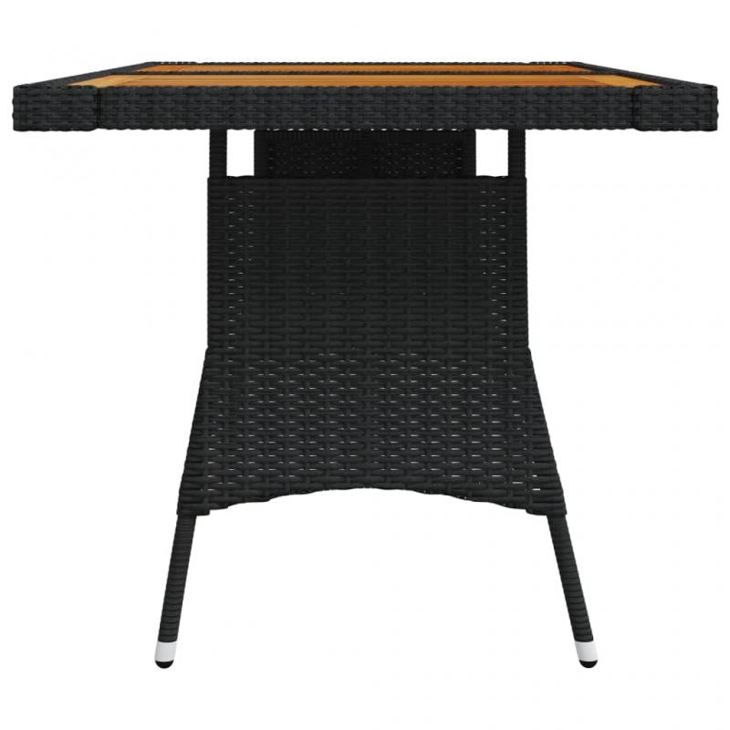 Spisebord til have 130x70x72 cm sort kunstrattan massiv akacie , hemmetshjarta.dk