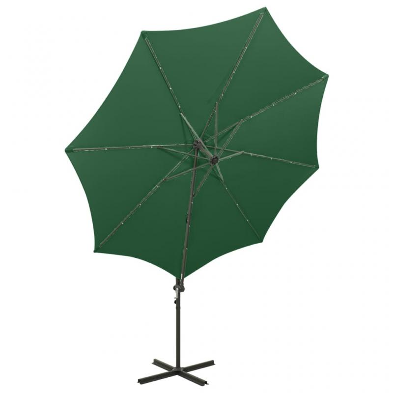 Frithngende parasol med stang og LED grn 300 cm , hemmetshjarta.dk