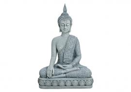 Dekoration Buddha XL grå siddende polyresin (B/H/D) 26x39x14 cm , hemmetshjarta.dk