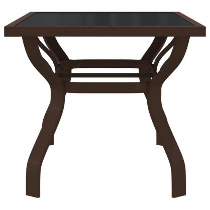 Spisebord til have 140x70x70 cm brun stl og glas brun og sort , hemmetshjarta.dk