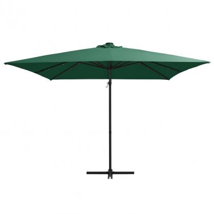 Frithngende parasol med stang og LED grn 250x250 cm , hemmetshjarta.dk