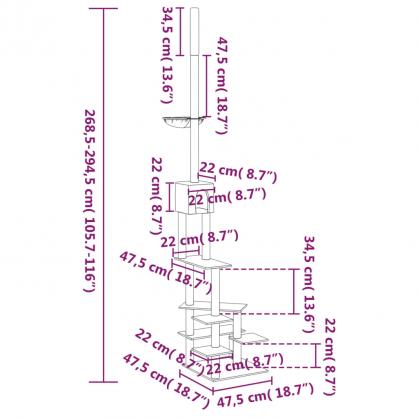 kradsetr fra gulv til loft 268,5-294,5 cm cremefarvet , hemmetshjarta.dk