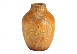 Dekorativ vase af brunt mangotræ (B/H/D) 10x15x10cm , hemmetshjarta.dk