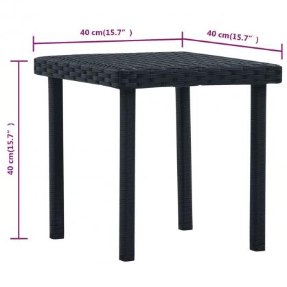 Spisebord til have 40x40x40 cm sort kunstrattan , hemmetshjarta.dk