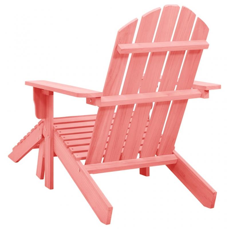 Adirondack stol med fodskammel massiv grantr pink , hemmetshjarta.dk