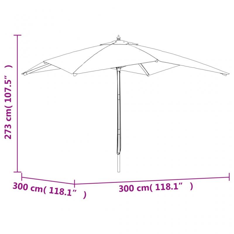 Parasol med trstang 300x300x273 cm sandhvid , hemmetshjarta.dk