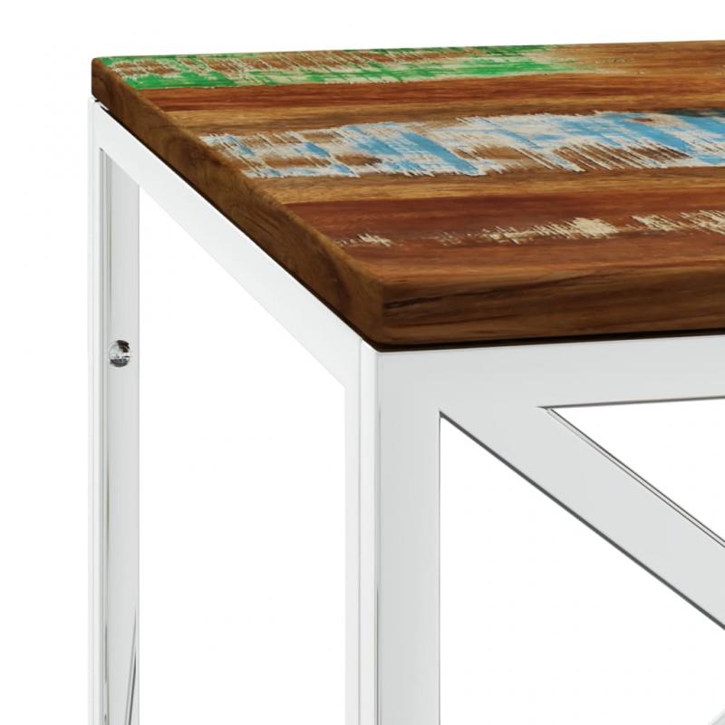 Sofabord rustfrit stl slv og massivt genbrugstr 110x45x45 cm , hemmetshjarta.dk