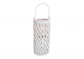 Lanterne flettet med glas af naturmateriale hvid (B/H/D) 18x40x18cm , hemmetshjarta.dk