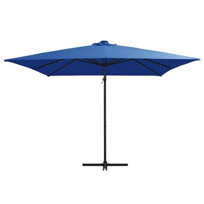 Frithngende parasol med stang og LED azurbl 250x250 cm , hemmetshjarta.dk
