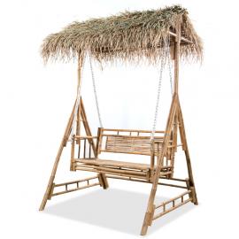 Hængekøje 2-sæder med palmeblad bambus 202 cm , hemmetshjarta.dk