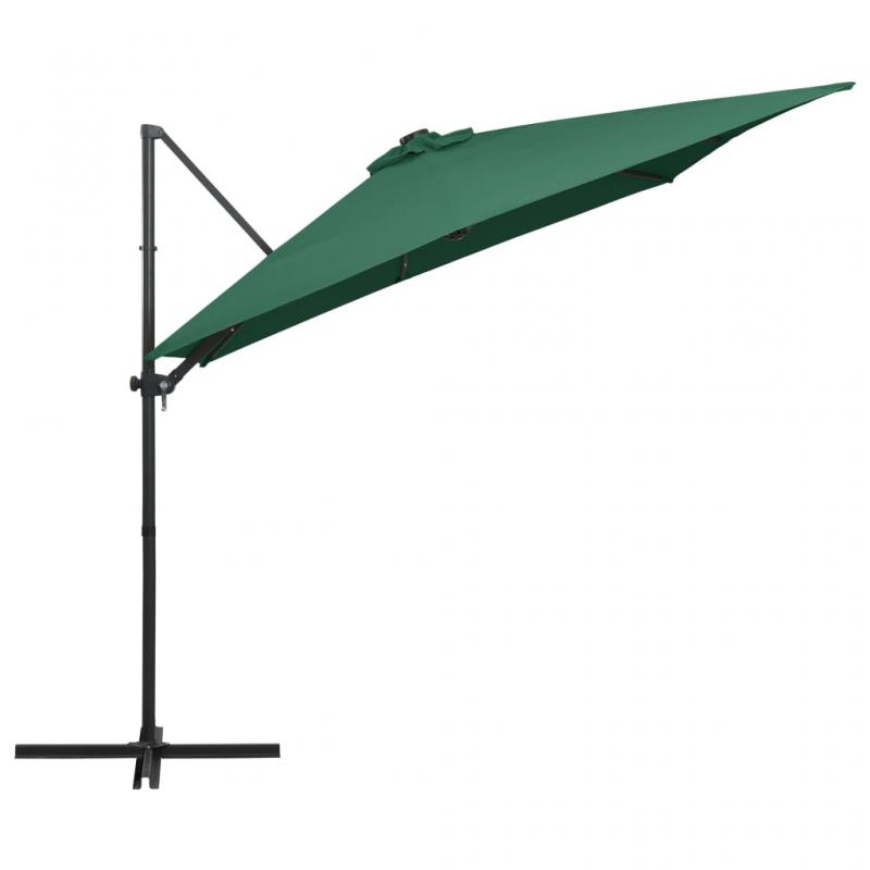 Frithngende parasol med stang og LED grn 250x250 cm , hemmetshjarta.dk