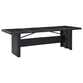 Spisebord til have med glasplade 240x90x74 cm sort kunstrattan , hemmetshjarta.dk