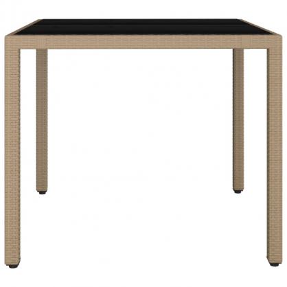 Spisebord til havehrdet glas 90x90x75 cm beige kunstrattan , hemmetshjarta.dk