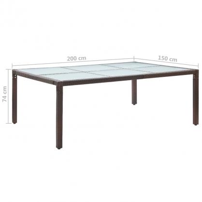 Spisebord til have 200x150x74 cm brun kunstrattan , hemmetshjarta.dk