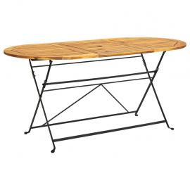 Sammenklappeligt spisebord til have 160x85x74 cm massivt akacietræ oval , hemmetshjarta.dk