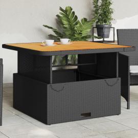 Spisebord til have 110x110x71 cm sort kunstrattan og akacietræ , hemmetshjarta.dk