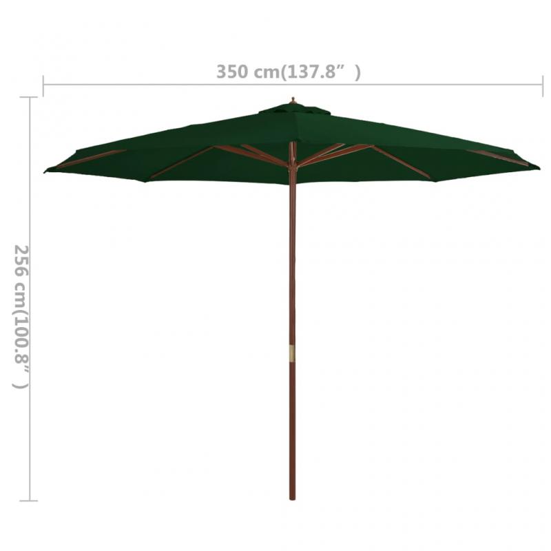 Parasol med trstang 350 cm grn , hemmetshjarta.dk