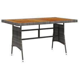 Spisebord til have 130x70x72 cm grå kunstrattan massiv akacie , hemmetshjarta.dk