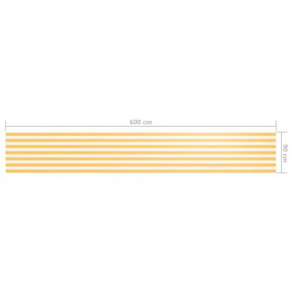 Balkonskrm hvid og gul 90x600 cm oxford stof , hemmetshjarta.dk