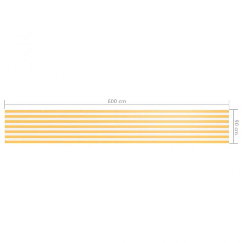 Balkonskrm hvid og gul 90x600 cm oxford stof , hemmetshjarta.dk