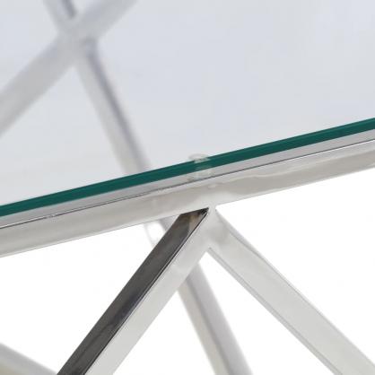 Sofabord rustfrit stl slv og hrdet glas 100x100x50 cm , hemmetshjarta.dk
