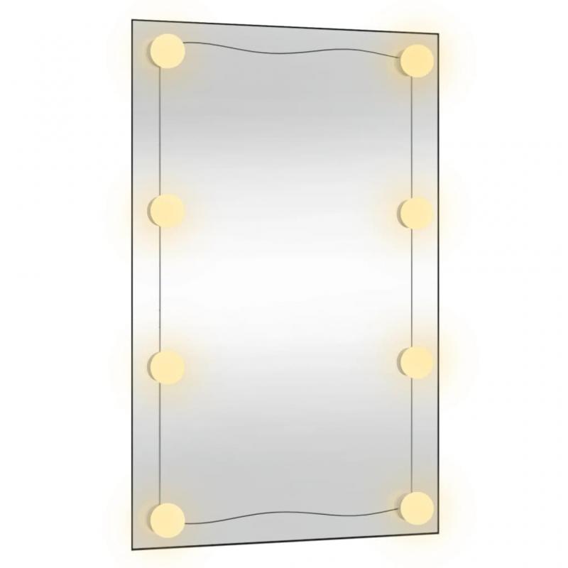 Vgspejl med LED-belysning rektangulrt 40x60 cm glas , hemmetshjarta.dk