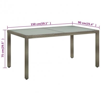Spisebord til havehrdet glas 150x90x75 cm og syntetisk rattangr , hemmetshjarta.dk