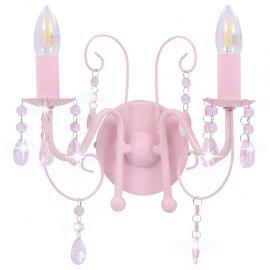Væglampe med perler pink 2 x E14 pærer , hemmetshjarta.dk