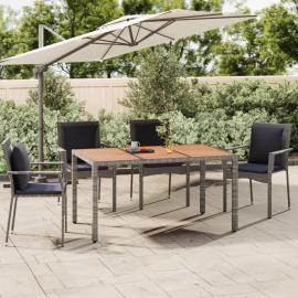 Spisebord til have 150x90x75 cm grå kunstrattan & massiv akacie , hemmetshjarta.dk