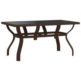 Spisebord til have 140x70x70 cm brun stål og glas brun og sort , hemmetshjarta.dk