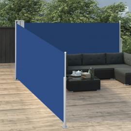 Udtrækkeligt sidemarkise til terrasse blå 100x1000 cm dobbelt , hemmetshjarta.dk