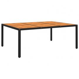 Spisebord til have 200x150x75 cm akacietræ og kunstrattan sort , hemmetshjarta.dk