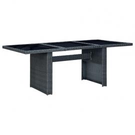 Spisebord til havehærdet glas 200x100x74 cm mørkegrå kunstrattan , hemmetshjarta.dk